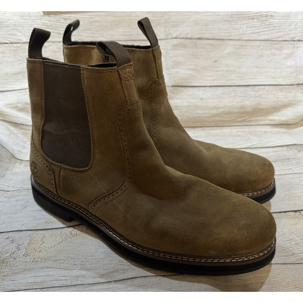 Mens Timberland Squall Suede Canyon Short Side Zip Boot Dark Khaki Size 13